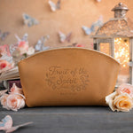 Fruit Of The Spirit Gal. 5:22 Indian Summer full-grain leather makeup bag, Christian scripture gift