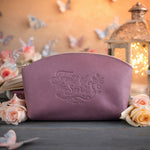 Fruit Of The Spirit Gal. 5:22 Lilac full-grain leather makeup bag, Christian scripture gift