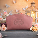 Fruit Of The Spirit Gal. 5:22 Parisian Blossom full-grain leather makeup bag, Christian scripture gift