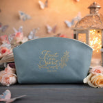 Fruit Of The Spirit Gal. 5:22 Turquoise full-grain leather makeup bag, Christian scripture gift