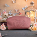 Fruit Of The Spirit Gal. 5:22 Parisian Blossom full-grain leather makeup bag, Christian scripture gift