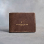 Be Not Weary In Well Doing Gal. 6:9 Sicilian Brown full-grain leather wallet, Christian scripture gift