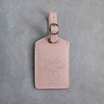 Whither Thou Goest Gen. 28:15 Blush full-grain leather luggage tag, Christian scripture gift