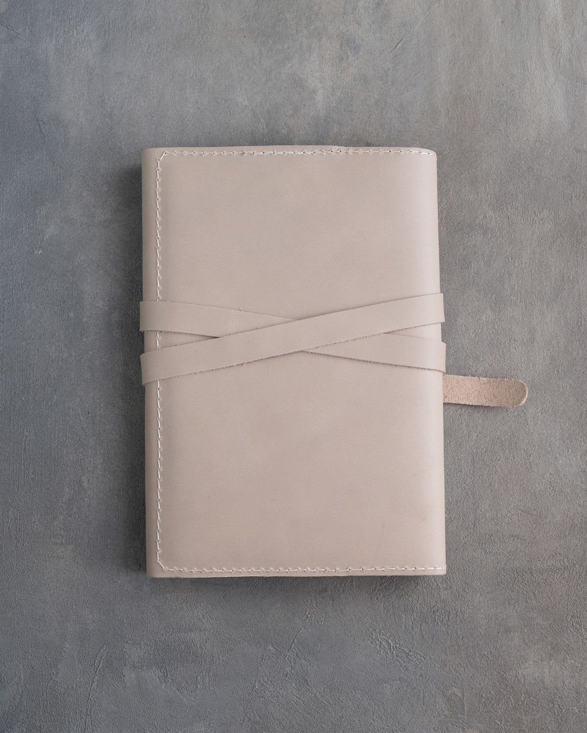 Gray Sand leather journal, Medium size, back