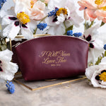 I Will Never Leave Thee Heb. 13:5 full-grain leather makeup bag, Christian scripture gift
