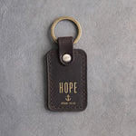 Hope Rom. 15:13 Dark Espresso handcrafted leather keychain, Christian scripture gift