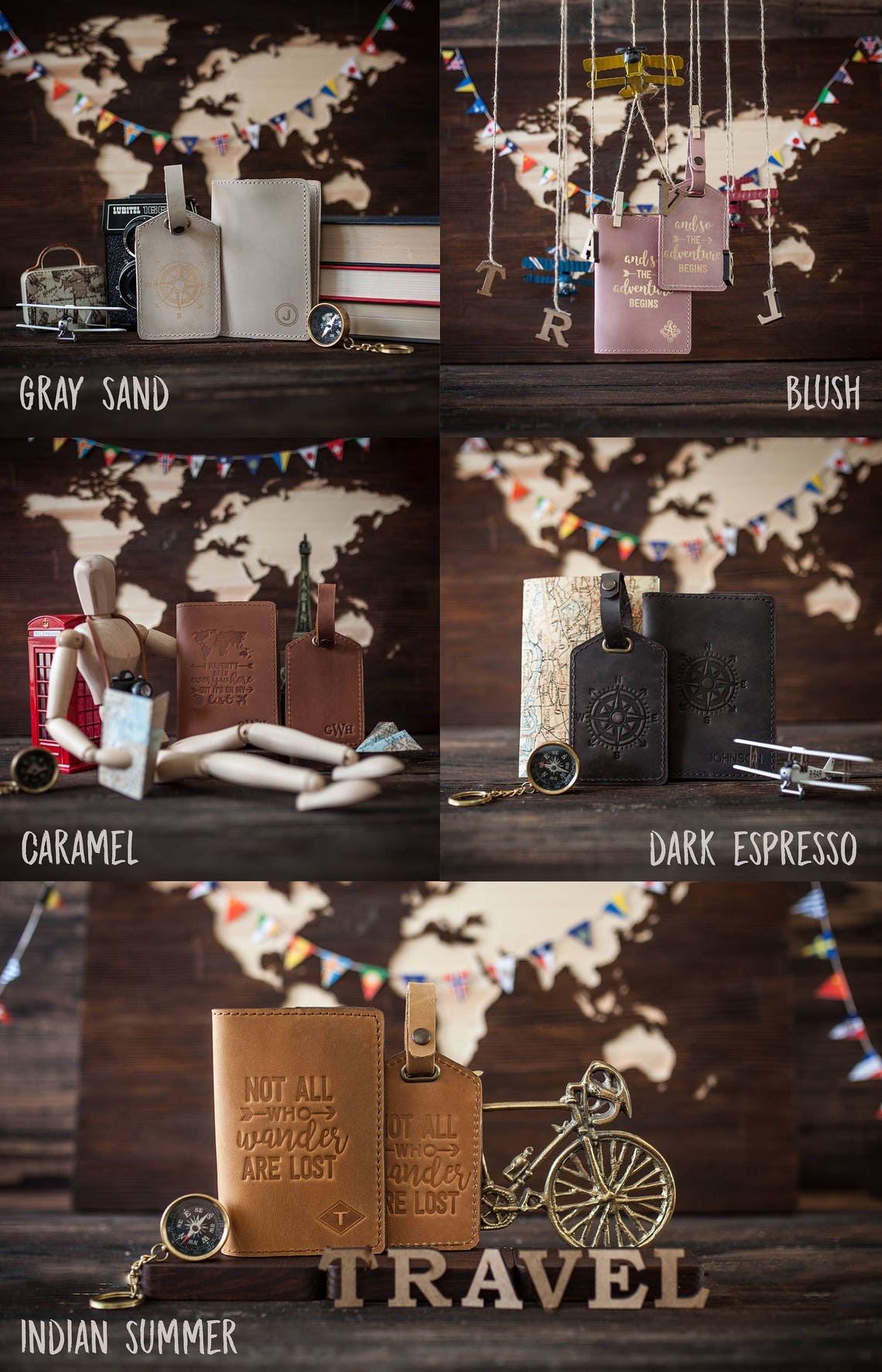 Passport Cover / Travel Wallet / Luggage tag in full-grain leather