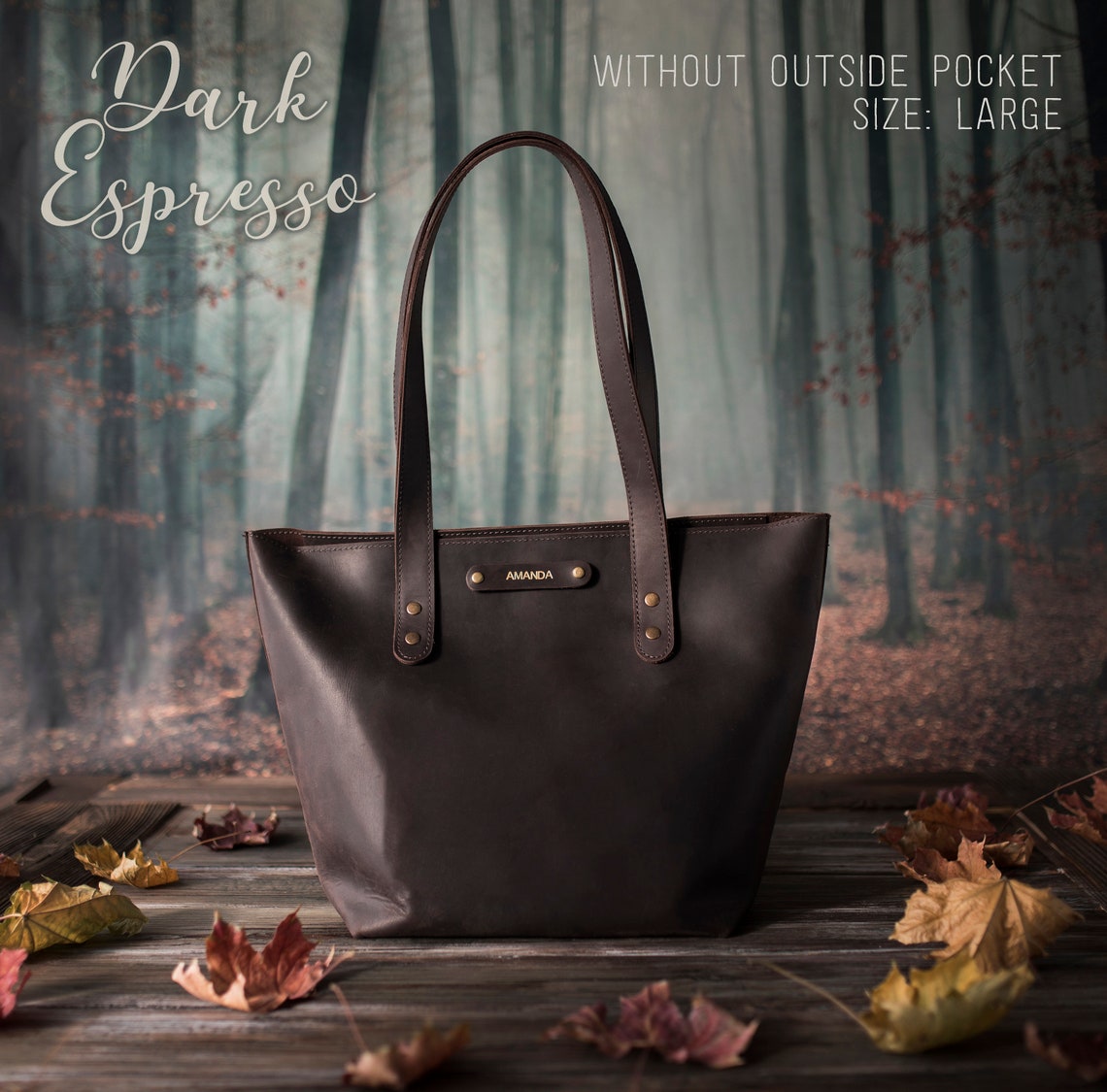 Personalized leather tote bag