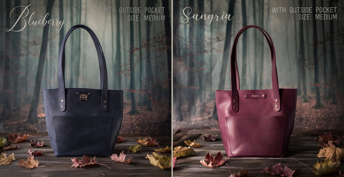 Personalized leather tote bag