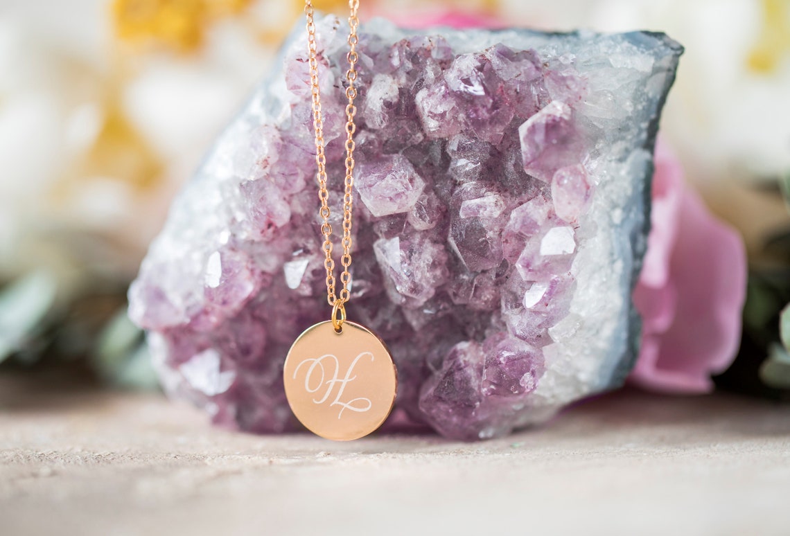 Engraved personalized initial necklace