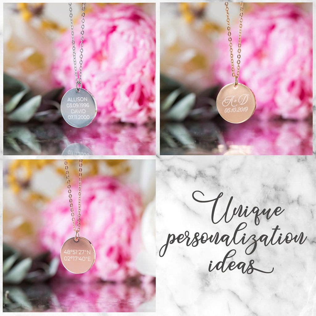 Engraved personalized initial necklace