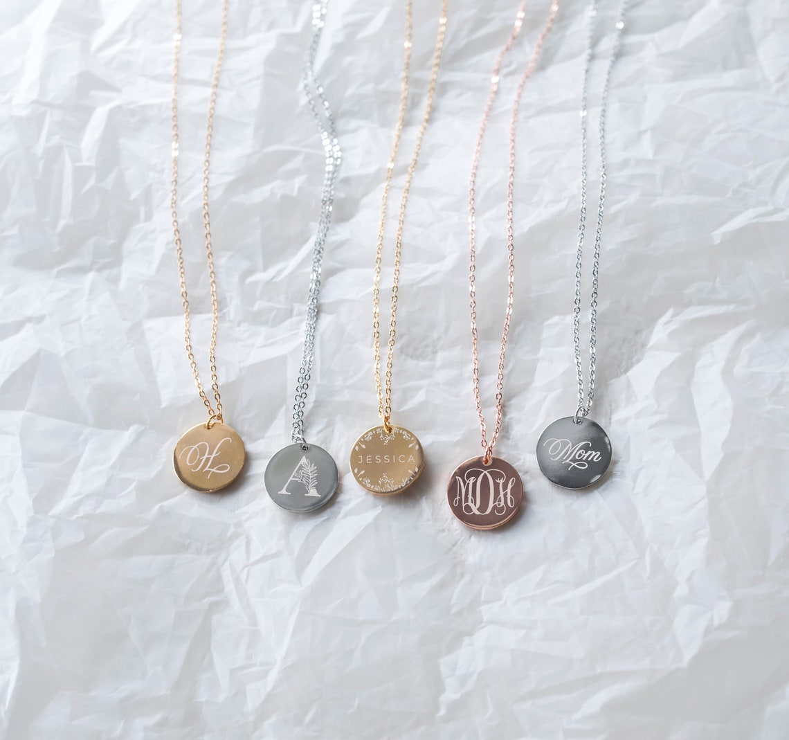 Engraved personalized initial necklace
