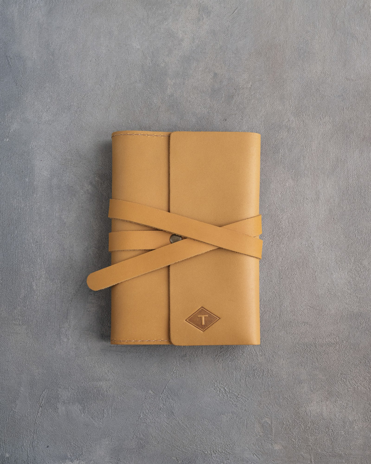 Indian Summer leather journal, Small size, front with a debossed name