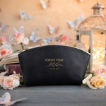 Perfect Peace Isaiah 26:3 Black full-grain leather makeup bag, Christian scripture gift