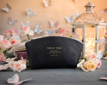 Isaiah 26:3 makeup bag – "perfect peace" bible verse gift