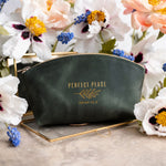 Perfect Peace Isaiah 26:3 full-grain leather makeup bag, Christian scripture gift