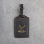 Mount Up With Wings As Eagles Isaiah 40:31 Dark Espresso full-grain leather luggage tag, Christian scripture gift
