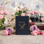 Mount Up With Wings As Eagles Isaiah 40:31 Blueberry full-grain leather passport cover, Christian scripture gift