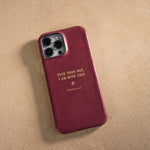 Fear Thou Not Isaiah 41:10 handcrafted leather iPhone case, Christian scripture gift