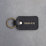 Fear Thou Not Isaiah 41:10 Black handcrafted leather keychain, Christian scripture gift