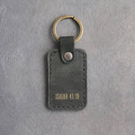 Fear Thou Not Isaiah 41:10 Forest Green handcrafted leather keychain, Christian scripture gift