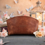 Fear Thou Not Isaiah 41:10 Arizona full-grain leather makeup bag, Christian scripture gift