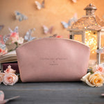 Fear Thou Not Isaiah 41:10 Blush full-grain leather makeup bag, Christian scripture gift