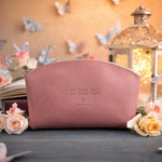 Fear Thou Not Isaiah 41:10 Parisian Blossom full-grain leather makeup bag, Christian scripture gift