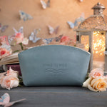 Through The Waters Isaiah 43:2 full-grain leather makeup bag, Christian scripture gift