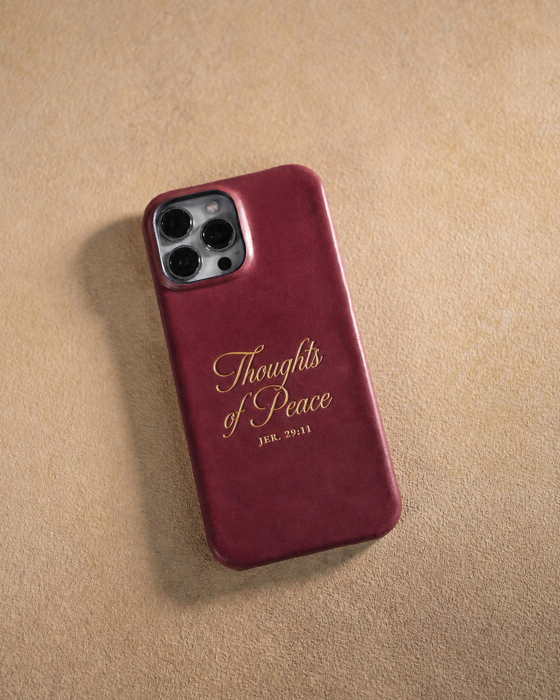 Jer. 29:11 handcrafted leather iPhone case, Christian scripture gift