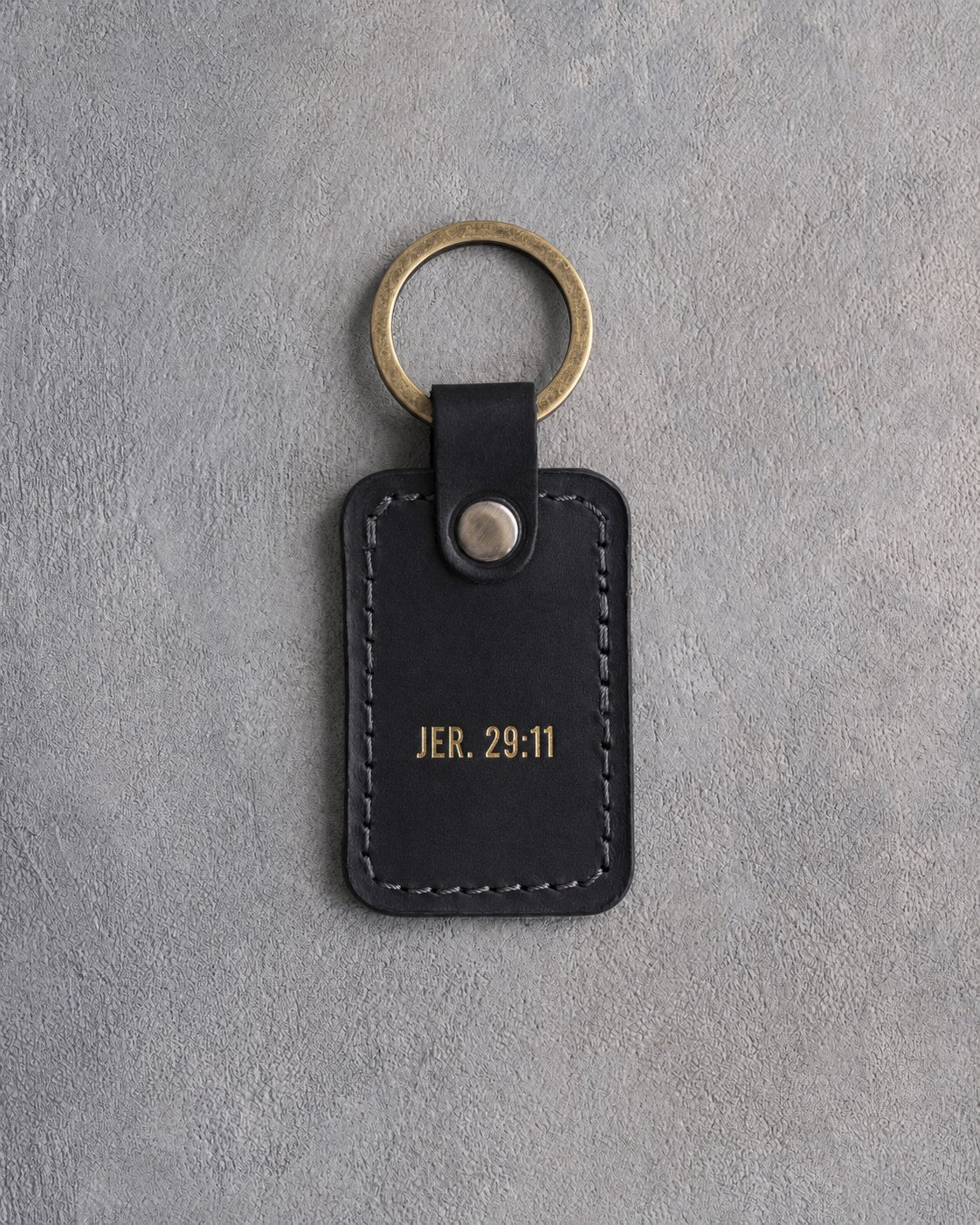 Jer. 29:11 Black handcrafted leather keychain, Christian scripture gift