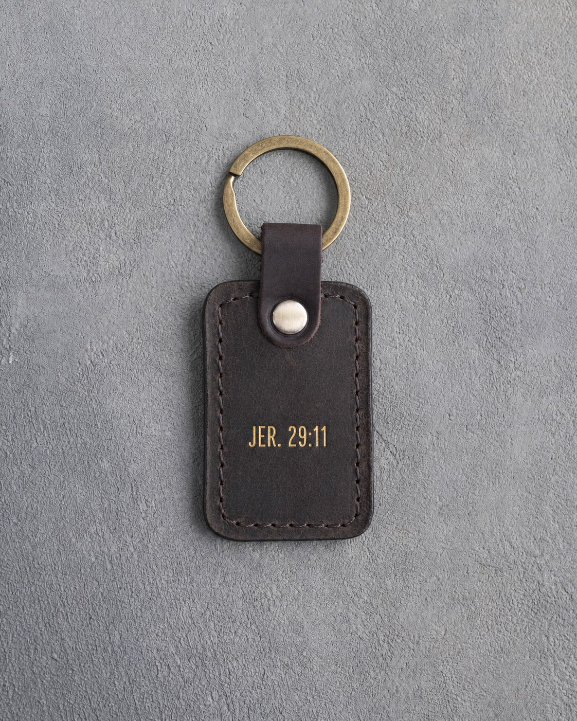 Jer. 29:11 Dark Espresso handcrafted leather keychain, Christian scripture gift