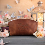 Jer. 29:11 Arizona full-grain leather makeup bag, Christian scripture gift