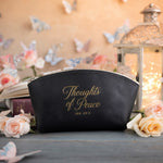 Jer. 29:11 Black full-grain leather makeup bag, Christian scripture gift