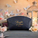 Jer. 29:11 Blueberry full-grain leather makeup bag, Christian scripture gift