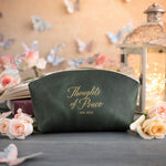 Jer. 29:11 Forest Green full-grain leather makeup bag, Christian scripture gift