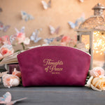 Jer. 29:11 Fuchsia full-grain leather makeup bag, Christian scripture gift