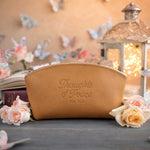 Jer. 29:11 Indian Summer full-grain leather makeup bag, Christian scripture gift