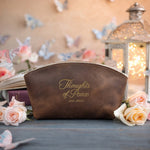 Jer. 29:11 Sicilian Brown full-grain leather makeup bag, Christian scripture gift
