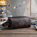 Acquaint Now Thyself With Him Job 22:21 Dark Espresso full-grain leather dopp kit, Christian scripture gift
