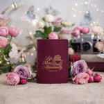 Life More Abundantly John 10:10 Sangria full-grain leather passport cover, Christian scripture gift