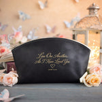Love One Another; As I Have Loved You John 13:34 Black full-grain leather makeup bag, Christian scripture gift