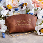 My Peace I Give Unto You John 14:27 full-grain leather makeup bag, Christian scripture gift