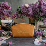 I Have Overcome The World John 16:33 Indian Summer full-grain leather makeup bag, Christian scripture gift