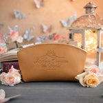 I Have Overcome The World John 16:33 full-grain leather makeup bag, Christian scripture gift