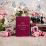 I Have Overcome The World John 16:33 Fuchsia full-grain leather passport cover, Christian scripture gift