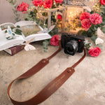 The Light Of The World John 8:12 Arizona full-grain leather camera strap, Christian scripture gift