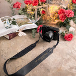 The Light Of The World John 8:12 Blueberry full-grain leather camera strap, Christian scripture gift