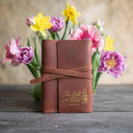 The Light Of The World John 8:12 handcrafted leather journal, Christian scripture gift