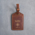 Be Strong & Courageous Joshua 1:9 Arizona full-grain leather luggage tag, Christian scripture gift